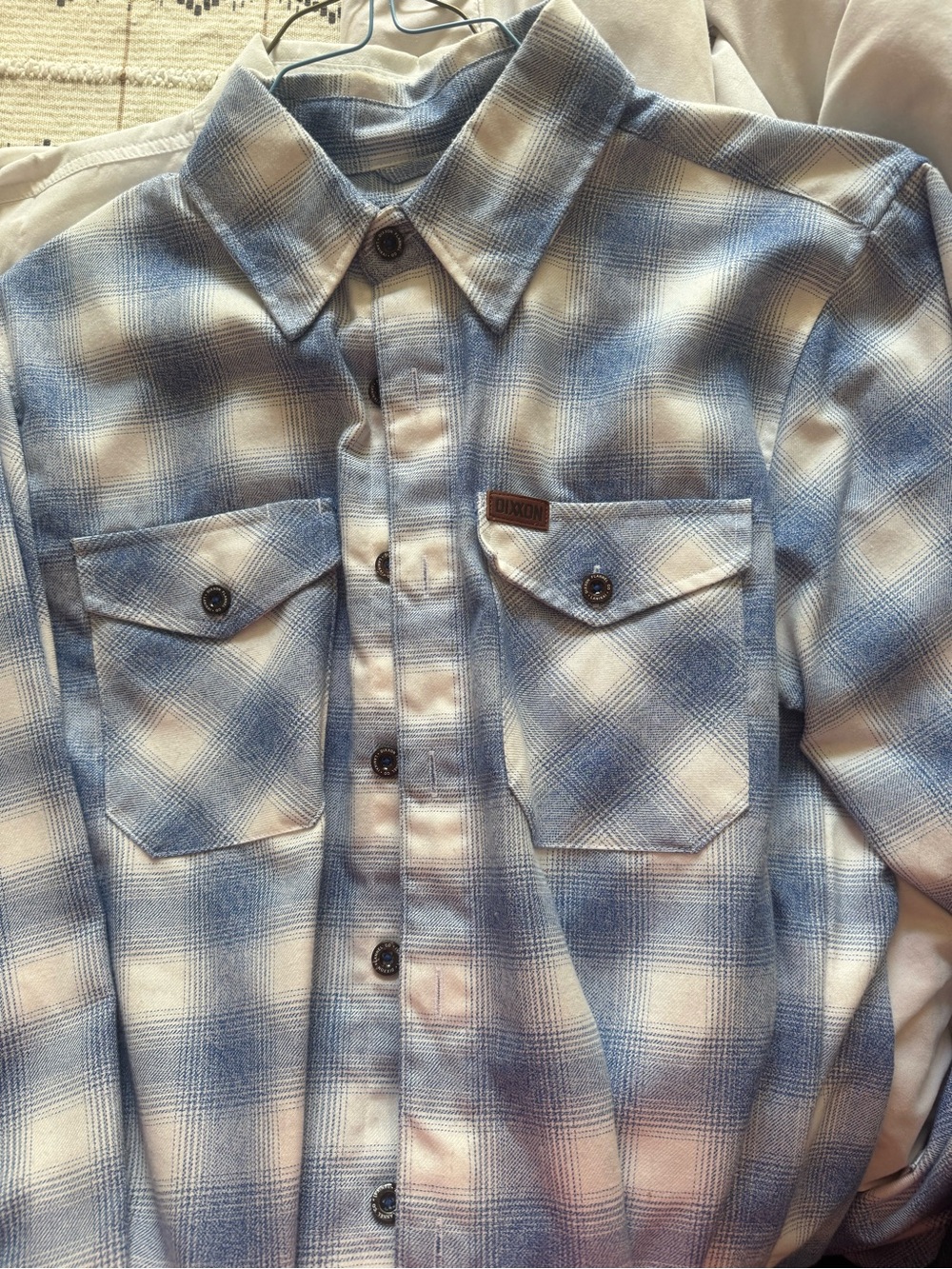 DIXXON Light Blue and White Plaid Casual Button-Down Shirt